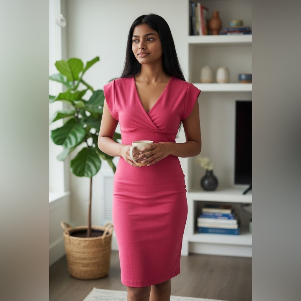 RENUAR RED FITTED DRESS - Picture 1 of 5